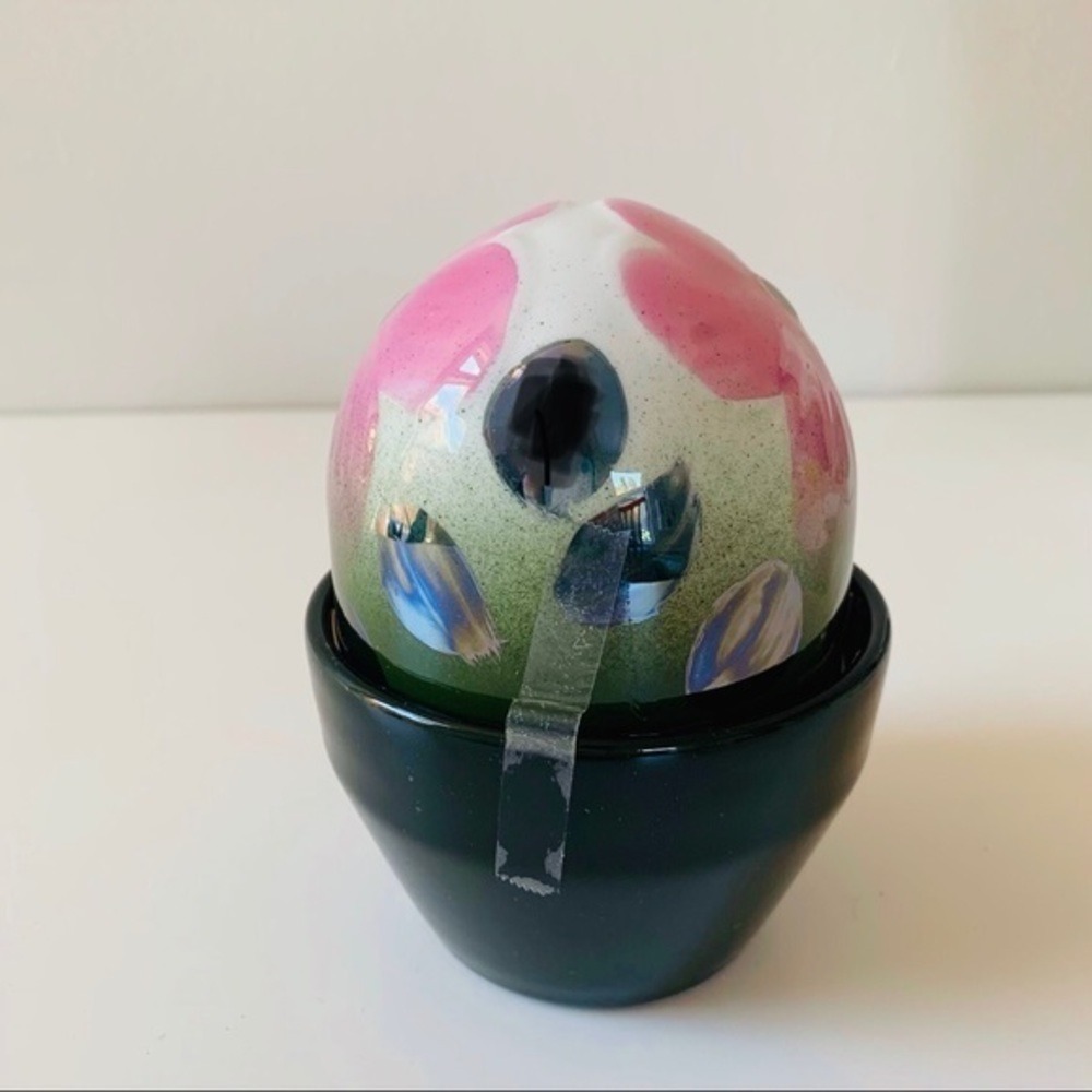 Arabia Finland Ikikukka Saint Paulia Painted Floral Ceramic Egg Container NWT